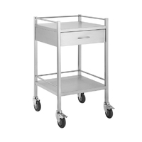 Stainless Medical Trolley with Rails with 1 Drawer - 500 x 500 x 900(H)mm