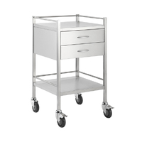 Stainless Medical Trolley with Rails with 2 Drawer - 500 x 500 x 900(H)mm