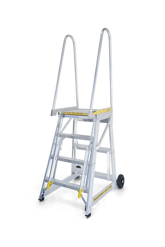 9 Steps Step thru Access Mobile Work Platform Ladder Stockmaster
