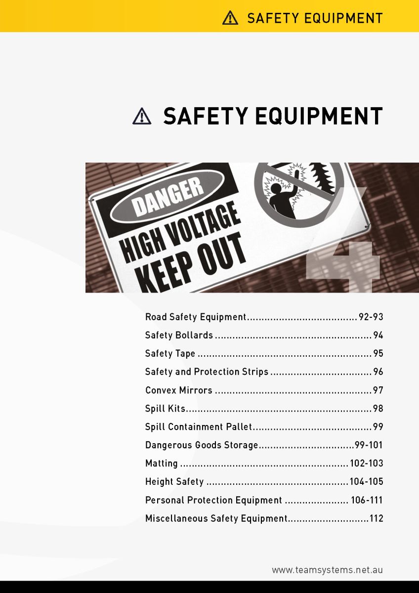 2026 Team Systems Catalogue Safety Equipment Chapter