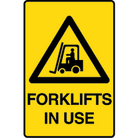 "FORKLIFTS IN USE" Sign - Poly - 225 x 300mm