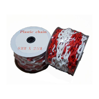 Plastic Chain - Red & White - 8mm x 25m