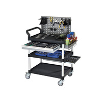 250kg Rated Triple Deck Service Cart Trolley with Tool Board & Drawer