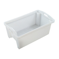 54L Plastic Crate Stack and Nest - Holes 711 X 438 X 283mm - White