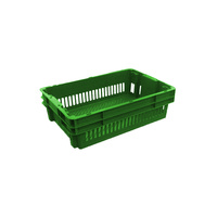 26L Plastic Crate Stack & Nest Vented Container 578 X 384 X 166mm - Green