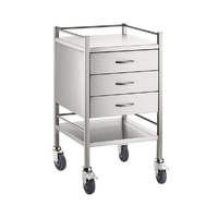 Stainless Medical Trolley with Rails with 3 Drawer - 500 x 500 x 900(H)mm