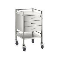 Stainless Medical Trolley with 3 Drawer - 500 x 500 x 900(H)mm with lock on TOP drawer