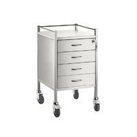 Stainless Medical Trolley with 4 Drawer - 500 x 500 x 900(H)mm with lock on TOP drawer