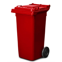 240L Plastic Wheelie Bin - Red