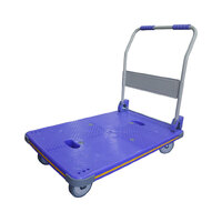 300 Rated Multifubction Blue Plastic Foldable Flatbed Trolley