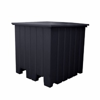 1000L Plastic Poly Tank - 1165 x 1165 x 1100mm - Black