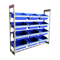 4 Level Bin Action Rack with 12 Blue Model 7 Bins