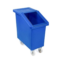90L Plastic Bin Container With Castors - Blue