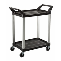 130KG Rated Hi-5 2 Shelf Utility Cart - 84.4cm x 47.3cm x 96cm - Black