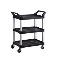 90KG Rated -Hi-5 3 Shelf Utility Cart - 84.4cm x 47.3cm 96cm - Black