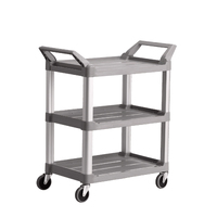 90KG Rated Hi-5 3 Shelf Utility Cart - 84.4cm x 47.3cm 96cm - Off White