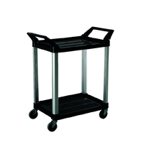 135KG Rated Hi-5 2 Shelf Utility Cart - 103.2cm x 50.8cm x 96cm - Black