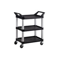 135KG Rated Hi-5 3 Shelf Utility Cart, 103.2cm x 50.8cm x 96cm - Black