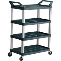 135kg Rated Rated Hi-5 4 Shelf Utility Cart, 103.2cm x 50.8cm x 129.5cm - Black