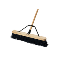 Heavy-duty Wooden Floor Broom - PP Bristles - 600 x 75mm with Trapped Wood Handle - 1520mm