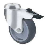 70kg Rated General Grey Rubber Castor - 75mm - Brake