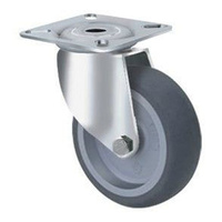 75kg Rated Grey Rubber Castor - 100mm - Swivel Plate
