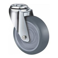 190kg Rated Grey Rubber Castor - 125mm - Bolt Hole