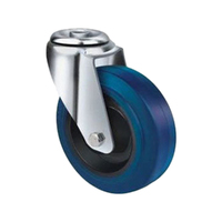 130kg Rated Blue RubberCastor - 80mm - Bolt Hole