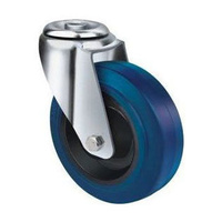 130kg Rated Blue RubberCastor - 80mm - Bolt Hole
