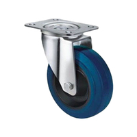 130kg Rated Blue Rubber Castor 80mm - Swivel Plate