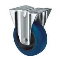 140kg Rated Blue Rubber Castor - 100mm - Fixed