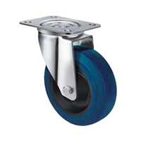 180kg Rated Blue Rubber Castor - 125mm - Swivel Plate