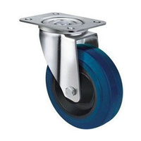 300kg Rated Blue Rubber Castor - 160mm - Swivel Plate