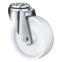 180kg Rated White Nylon Castor - 80mm - Bolt Hole