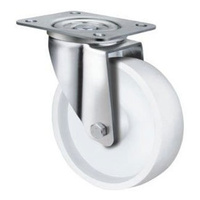 180kg Rated White Nylon Castor - 80mm - Swivel Plate