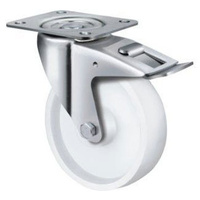 180kg Rated White Nylon Castor - 80mm - Swivel With Brake