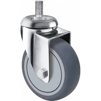 110kg Rated Grey Rubber Castor - 125mm - Bolt Hole