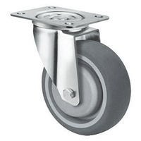 140kg Rated Grey Rubber Castor - 80mm - Swivel Plate