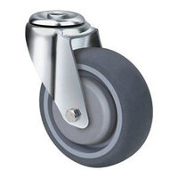 150kg Rated Grey Rubber Castor - 100mm - Bolt Hole