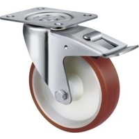 140kg Rated Urethane on Nylon Castor - 80mm - Swivel Brake