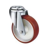 180kg Rated Stainless Steel Urethane Castor - 80mm - Bolt Hole