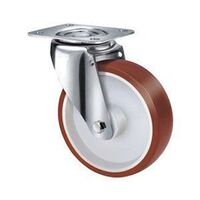 180kg Rated Stainless Steel Urethane Castor - 80mm - Swivel Plate