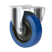 200kg Rated Blue Rubber Castor - 100mm - Fixed