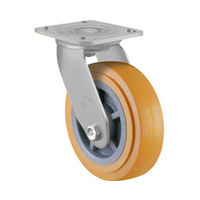 200kg Rated Urethane On Nylon Castor - 100mm - Swivel Plate