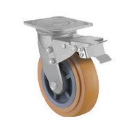 200kg Rated Urethane On Nylon Castor - 100mm - Swivel With Brake