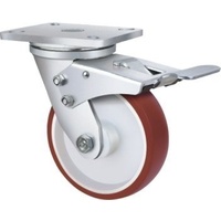 300kg Rated Urethane Castor - 125mm - Swivel Brake