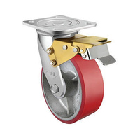 300kg Rated Urethane Castor - 125mm - Swivel Brake