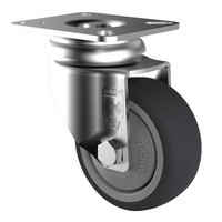 75kg Rated Grey Rubber Castor - 75mm - Swivel Plate