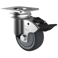 75kg Rated Grey Rubber Castors - 75mm - Swivel with Brake