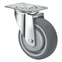 150kg Rated Grey Rubber Castor- 100mm - Swivel Plate
